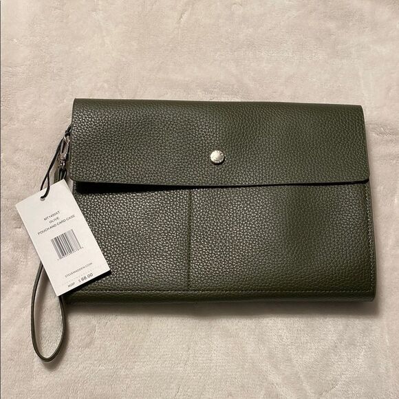 Steve Madden Green Pebbled Leather Clutch - Picture 1 of 10